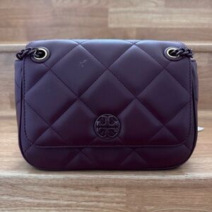 Tory Burch Willa Soft Quilt Small Leather Shoulder Bag Claret 139283